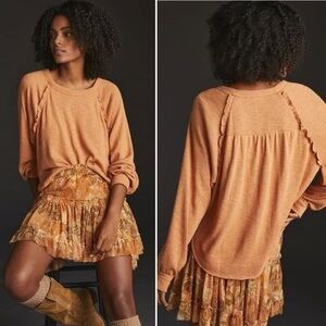 Pilcro Ruffled Raglan Thermal Top